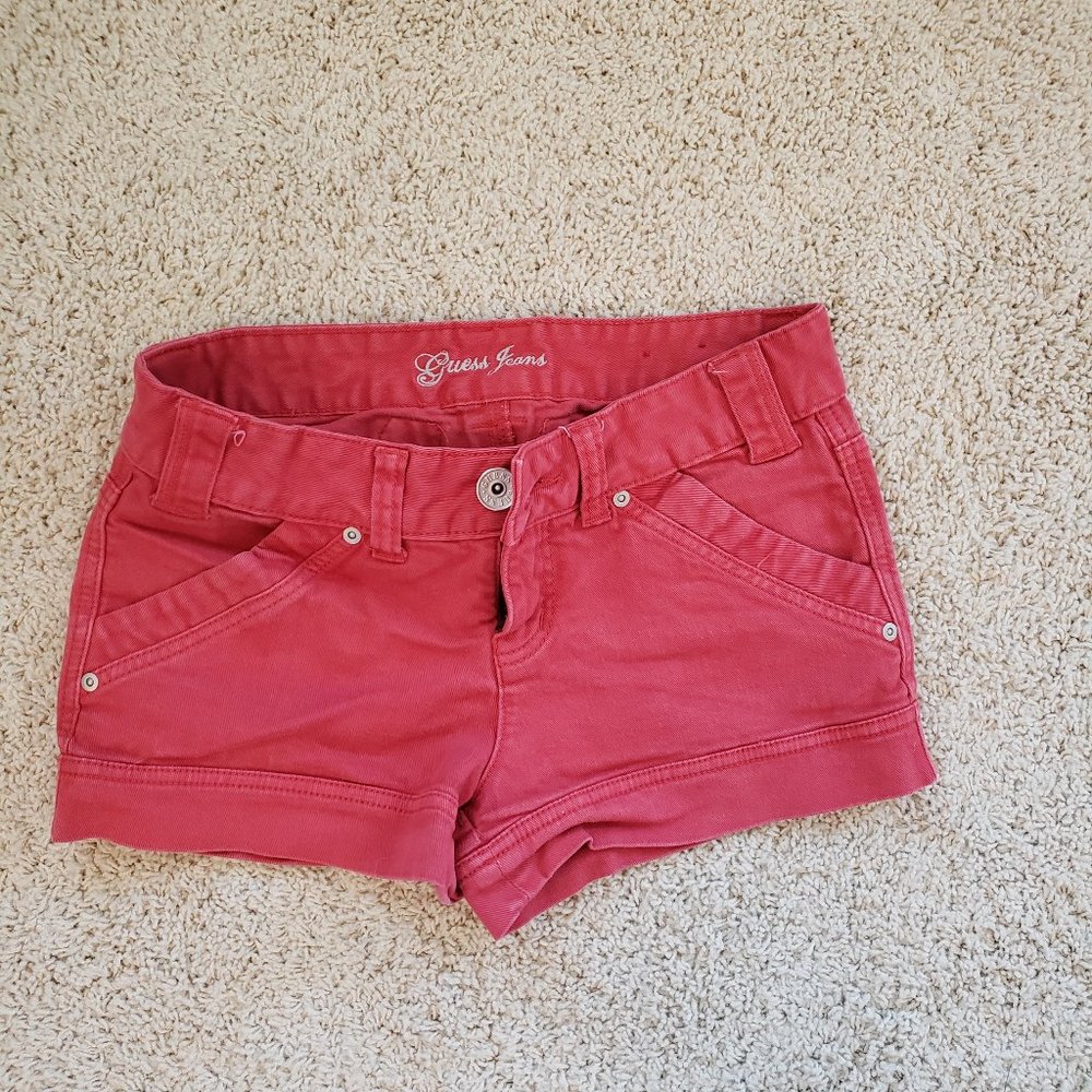 Guess red jean shorts